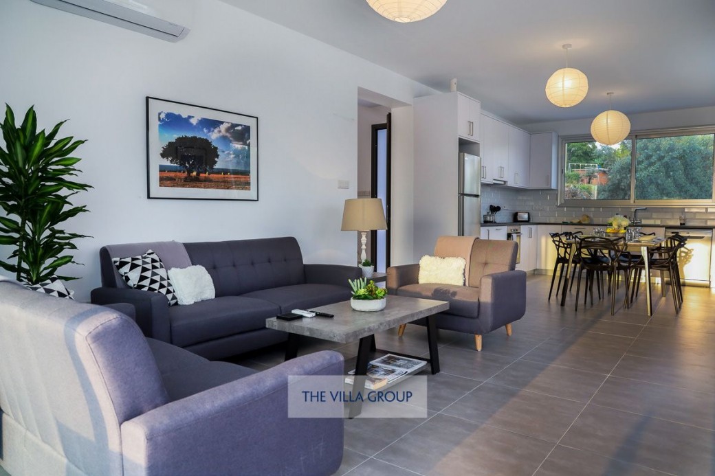 Modern open plan living room with modern furniture