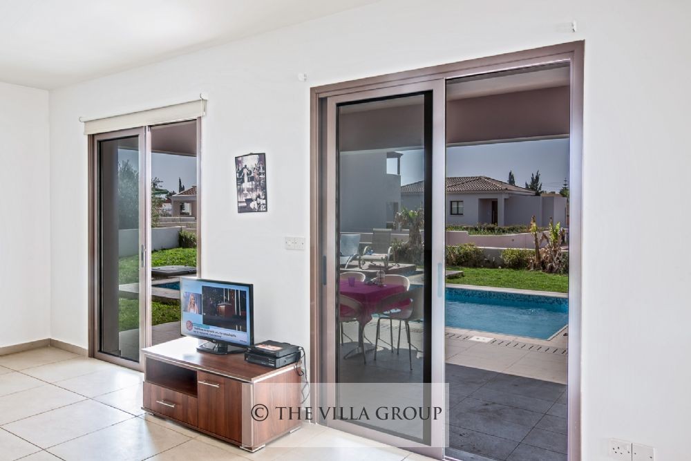 View of the swimming pool from the living area