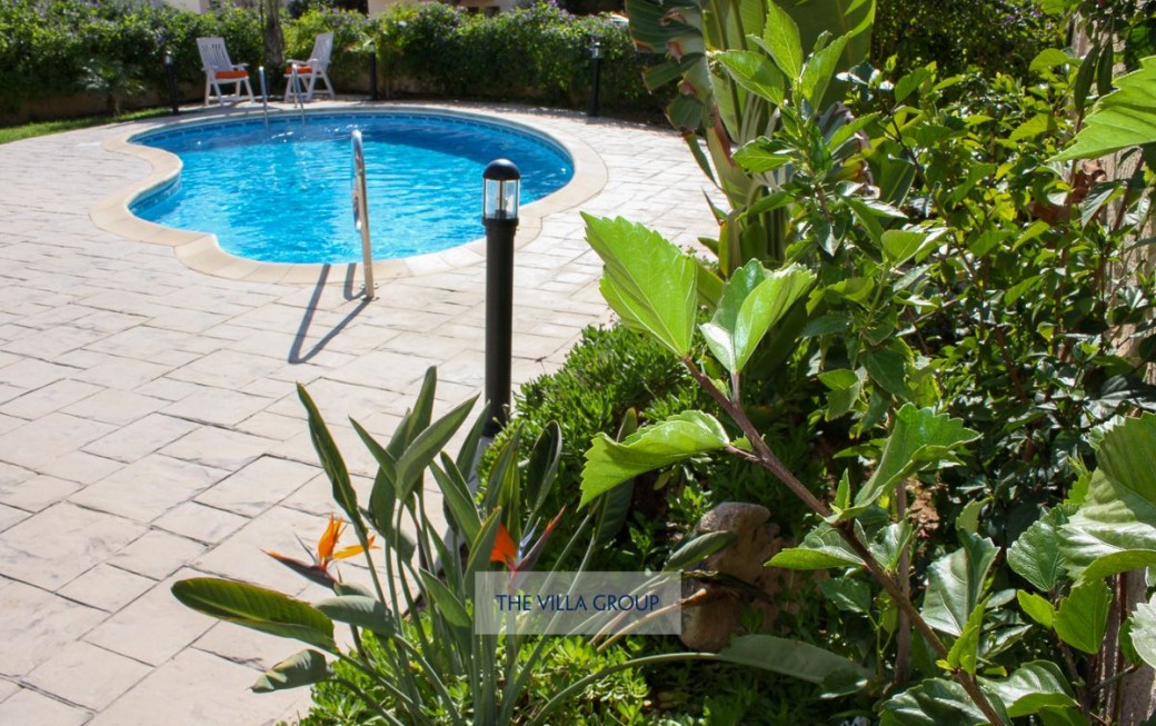 Kidney shaped swimming pool with walk-in steps