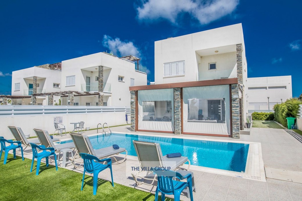 Sunbeds set the scene for relaxing under the Cyprus sun