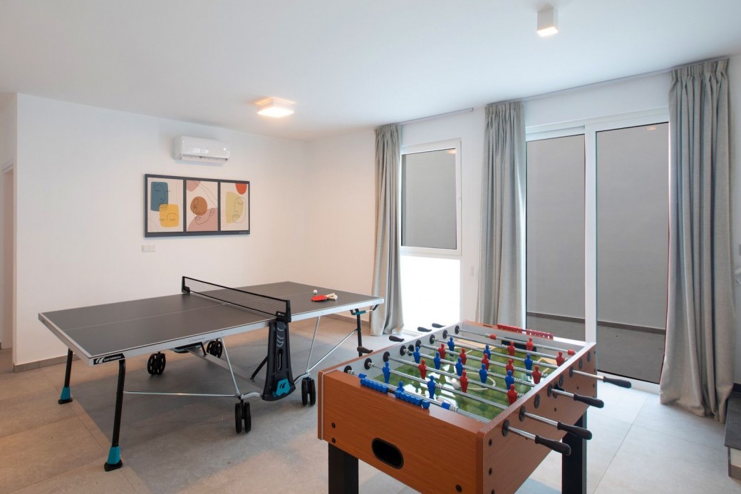 Table tennis and football table for hours of entertainment