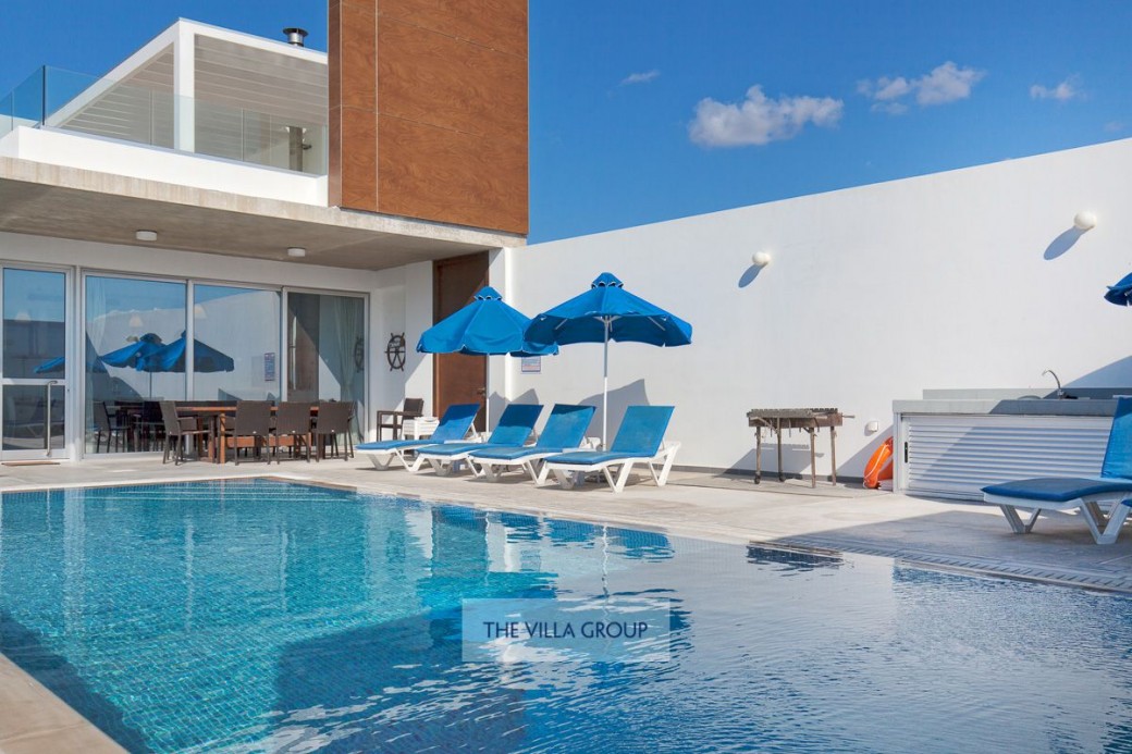 Sunbeds set the scene for relaxing under the Cyprus sunshine