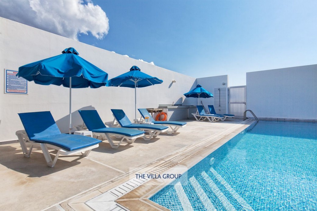 Sunbeds set the scene for relaxing under the Cyprus sunshine